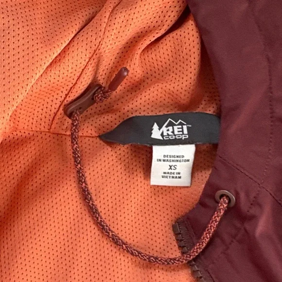 Maroon REI Hooded Jacket with Orange Lining - Picture 2 of 4